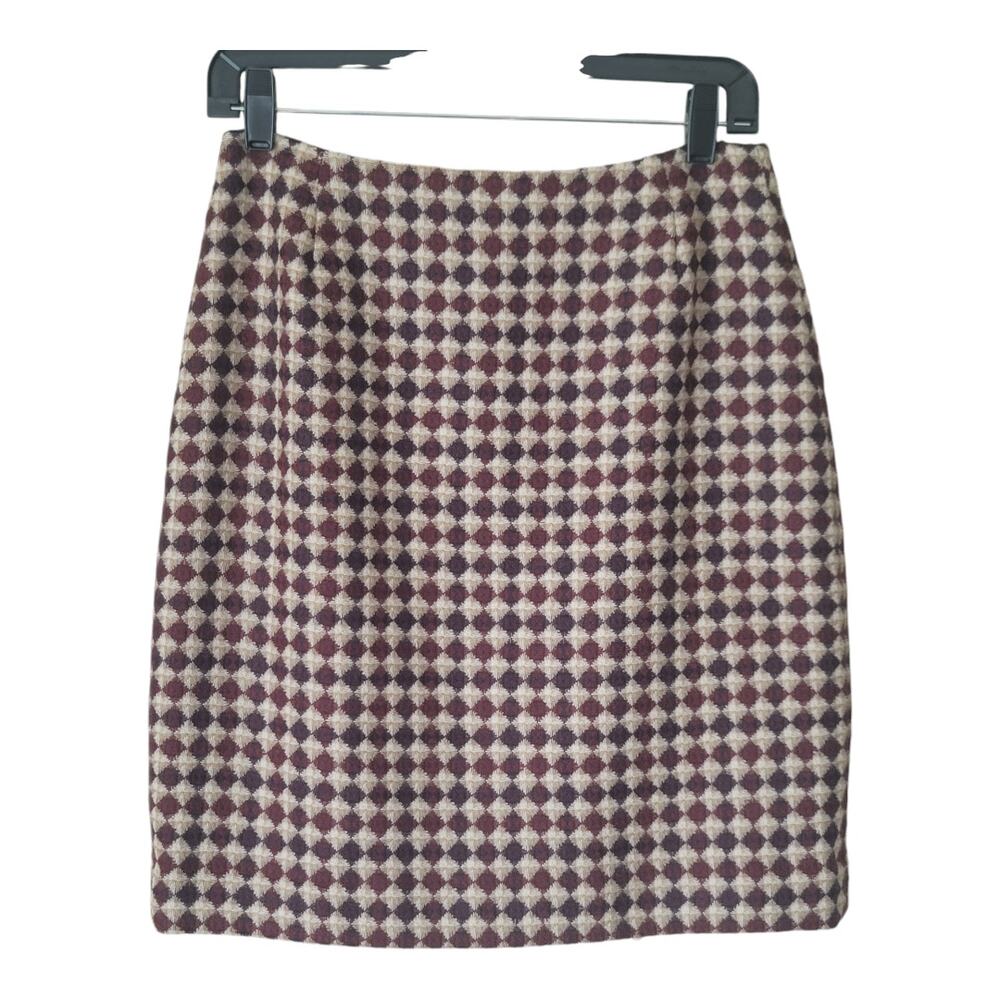 Eddie‎ Bauer Women's Mini Skirt Wool Diamond Pattern Lined Size 6